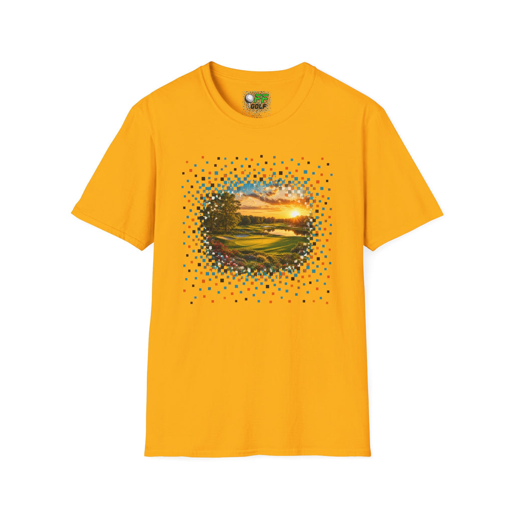 Sunset Golf Course T-Shirt — Scenic Fairway Sunset Graphic Tee (15 Colors)