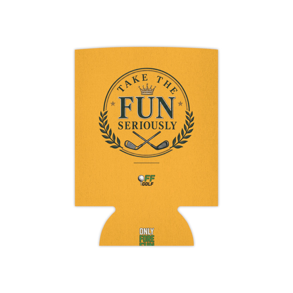 Can Cooler — 'Take the Fun Seriously' Beverage Cooler with QR Code Design - Gold