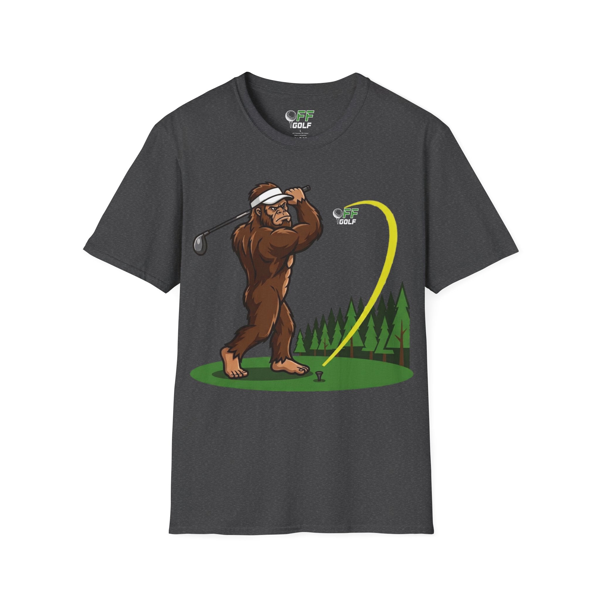 Sasquatch Golf Graphic T-Shirt — Bigfoot Golfer Funny Tee (16 colors)
