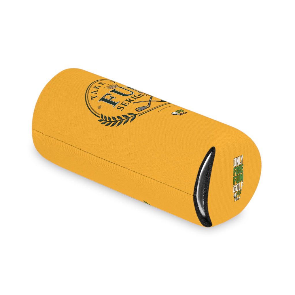 Can Cooler — 'Take the Fun Seriously' Beverage Cooler with QR Code Design - Gold