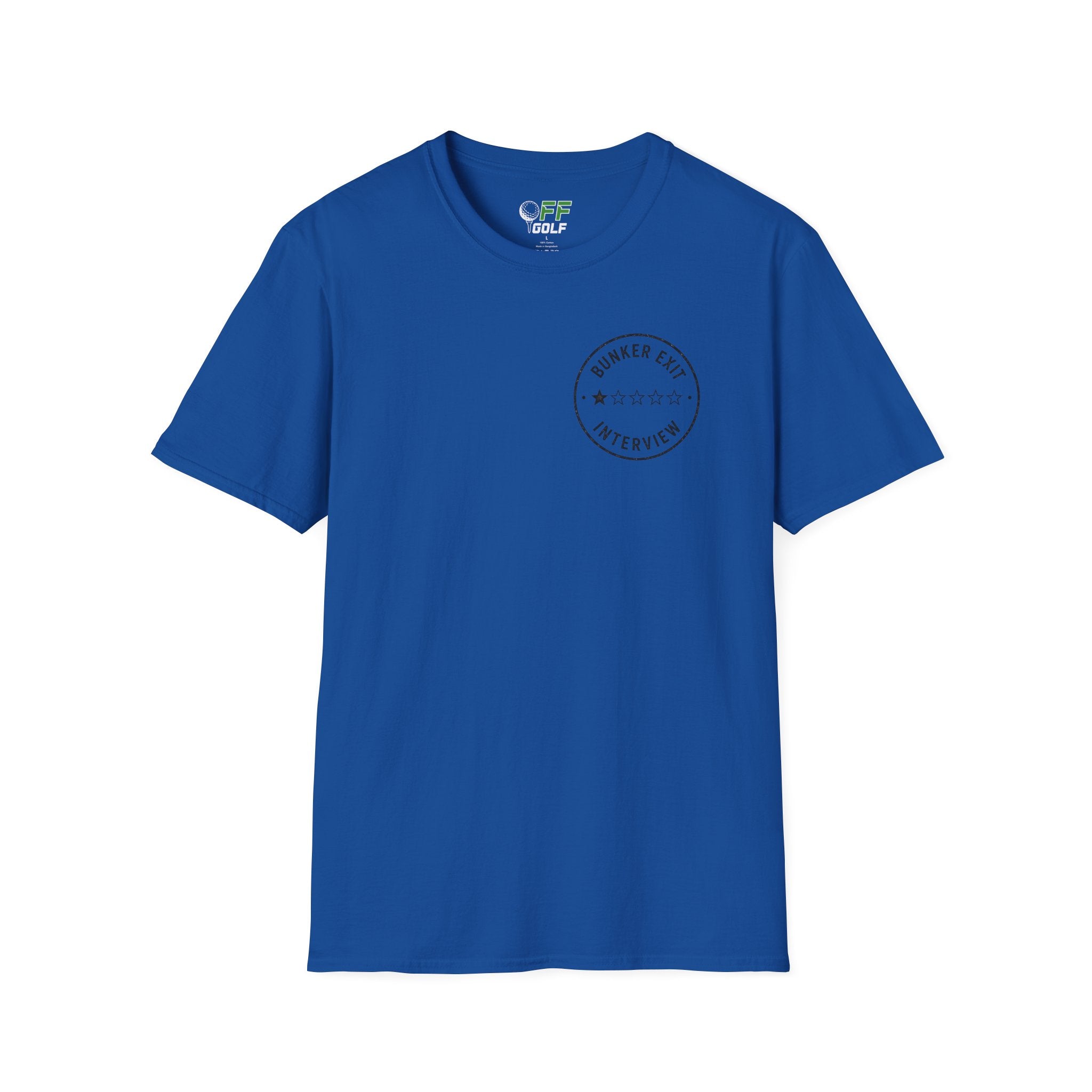 Bunker Exit Interview T-Shirt — Minimal Badge Graphic Tee (16 Colors)