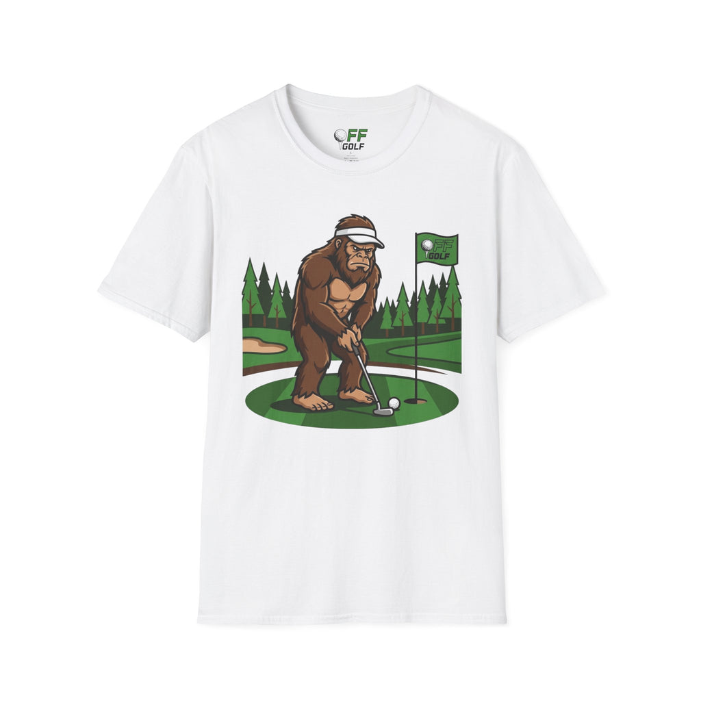 Bigfoot Golfer T-Shirt — Funny Sasquatch Putting Design Tee (16 colors)