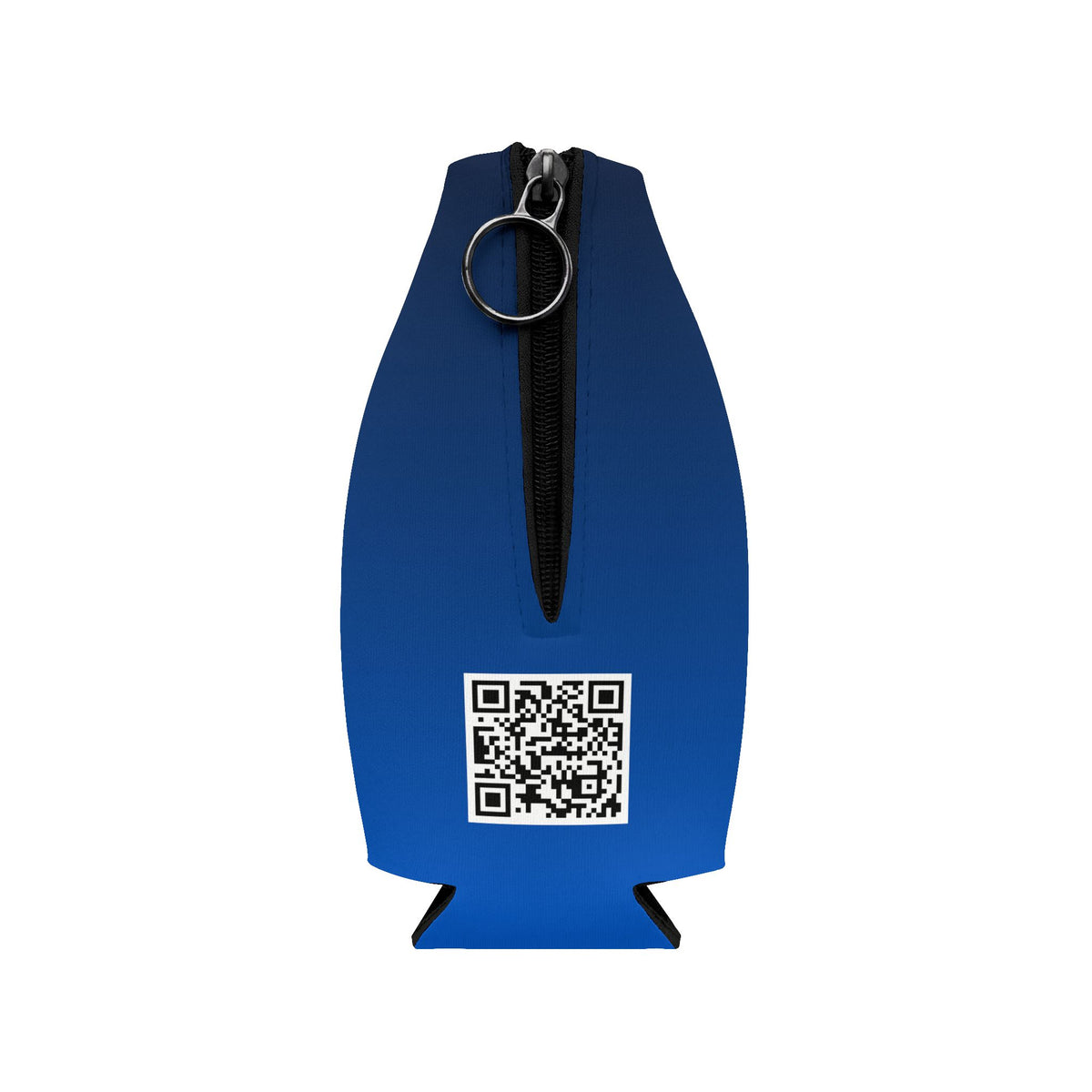 Golf Zip-Up Bottle Cooler Sleeve — Blue Neoprene Can Cooler with Zipper & Keyring (OFF Golf Logo)