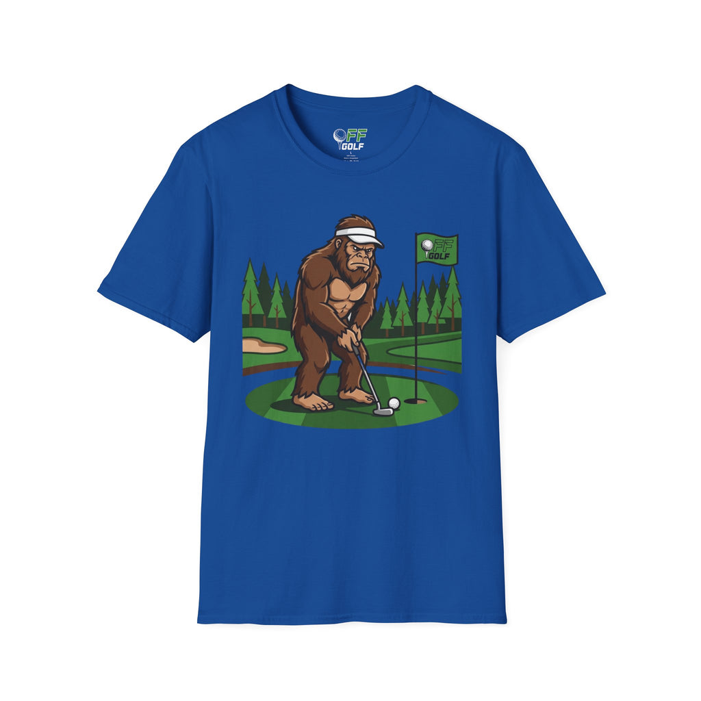 Bigfoot Golfer T-Shirt — Funny Sasquatch Putting Design Tee (16 colors)