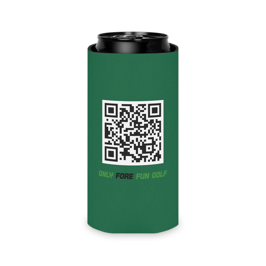 Can Cooler — "Only Fore Fun Golf" QR Code Beverage Cooler - Green