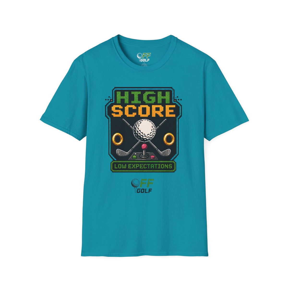 Golf T-Shirt — "High Score" Retro Arcade Pinball Golfing Tee (16 colors)