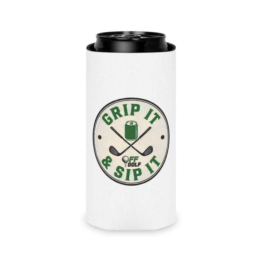 Regular or Slim Can Cooler — 'Grip it & Sip It' Beverage Cooler - White