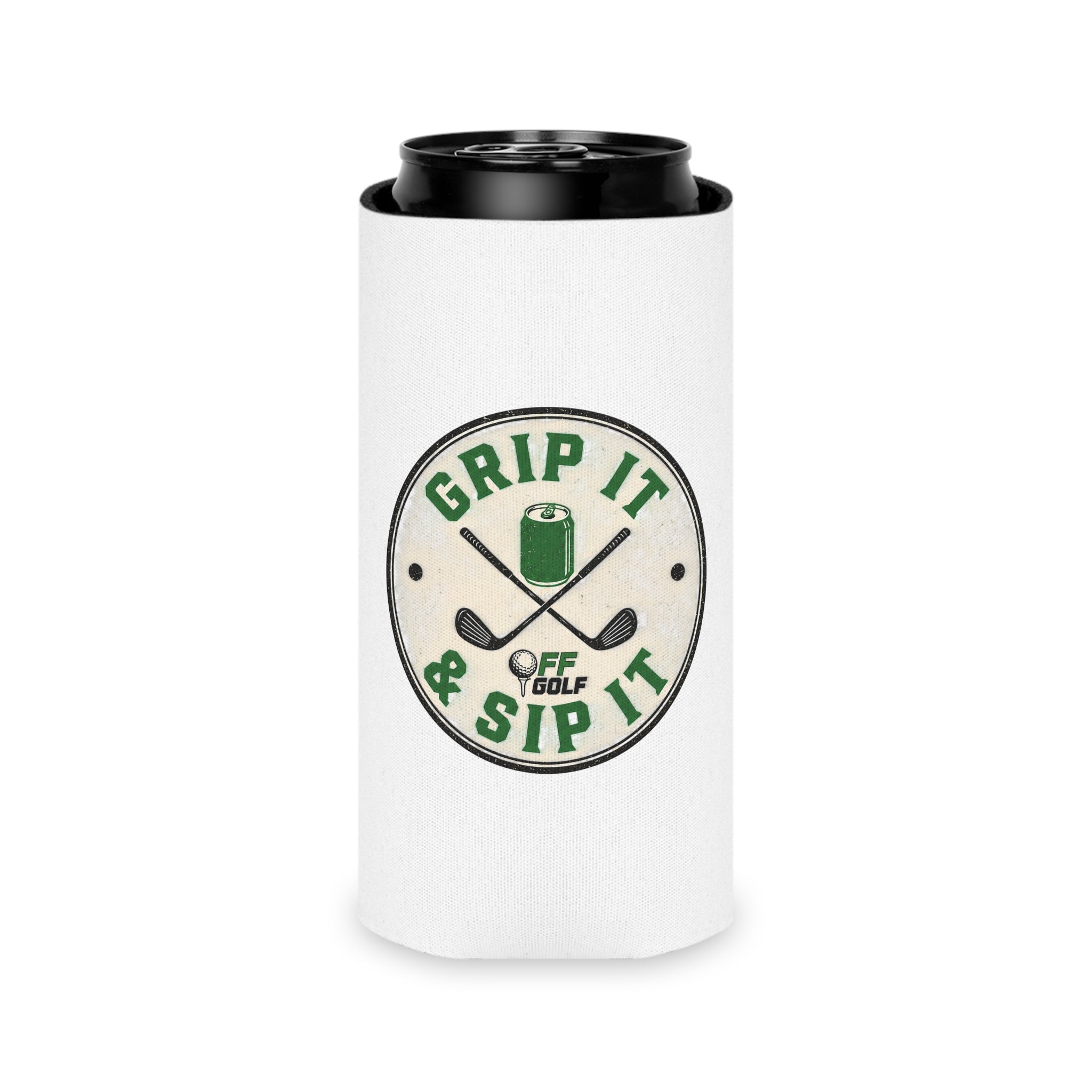 Regular or Slim Can Cooler — 'Grip it & Sip It' Beverage Cooler - White