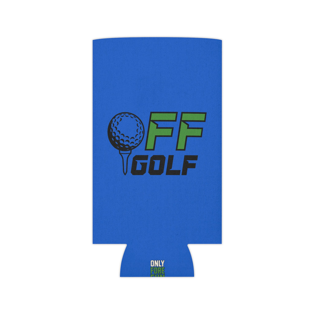 Off Golf Can Cooler — "Only Fore Fun Golf" QR Code Beverage Cooler - Blue