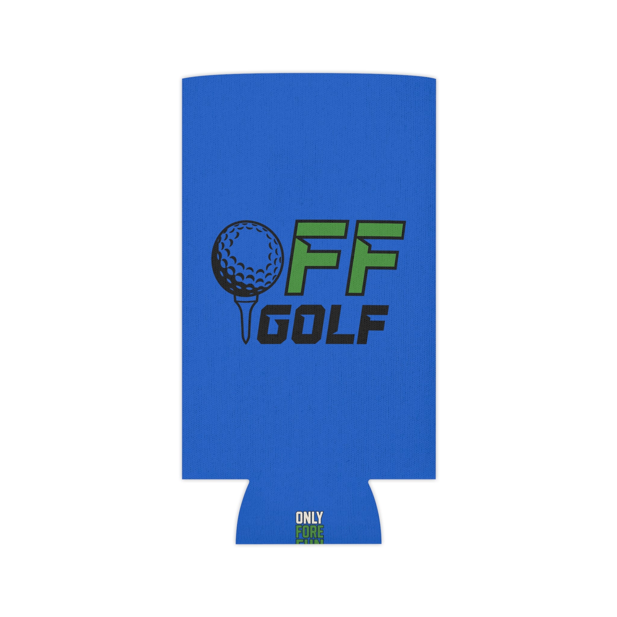 Off Golf Can Cooler — "Only Fore Fun Golf" QR Code Beverage Cooler - Blue