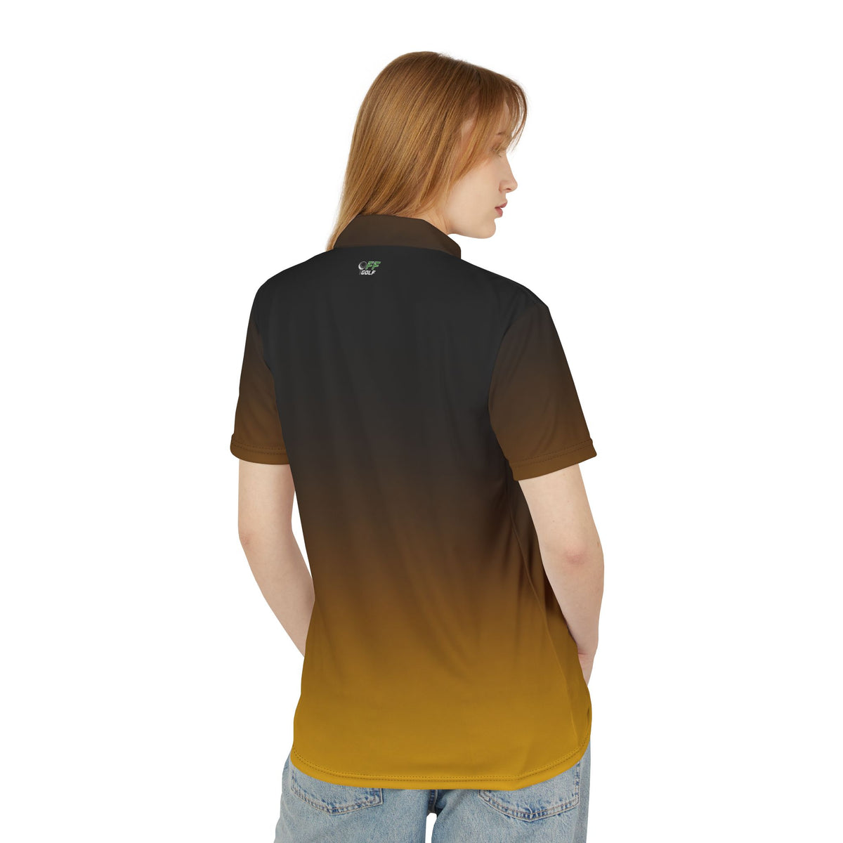Golf Polo Shirt — Gradient Brown to Gold Ombre Performance Polo