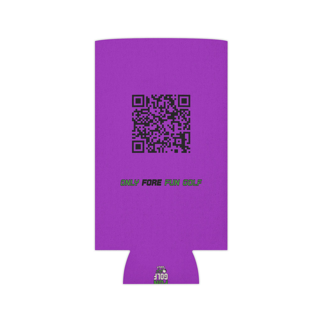 Regular and Slim Can Cooler — 'Take the Fun Seriously' Beverage Cooler with QR Code Design - Purple