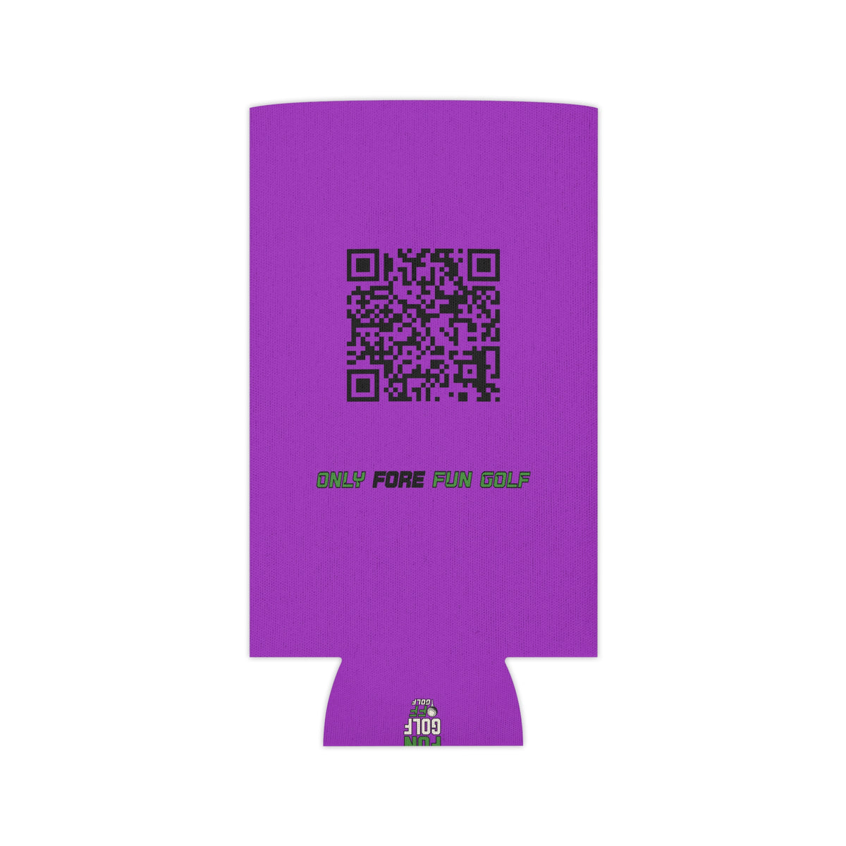Regular and Slim Can Cooler — 'Take the Fun Seriously' Beverage Cooler with QR Code Design - Purple