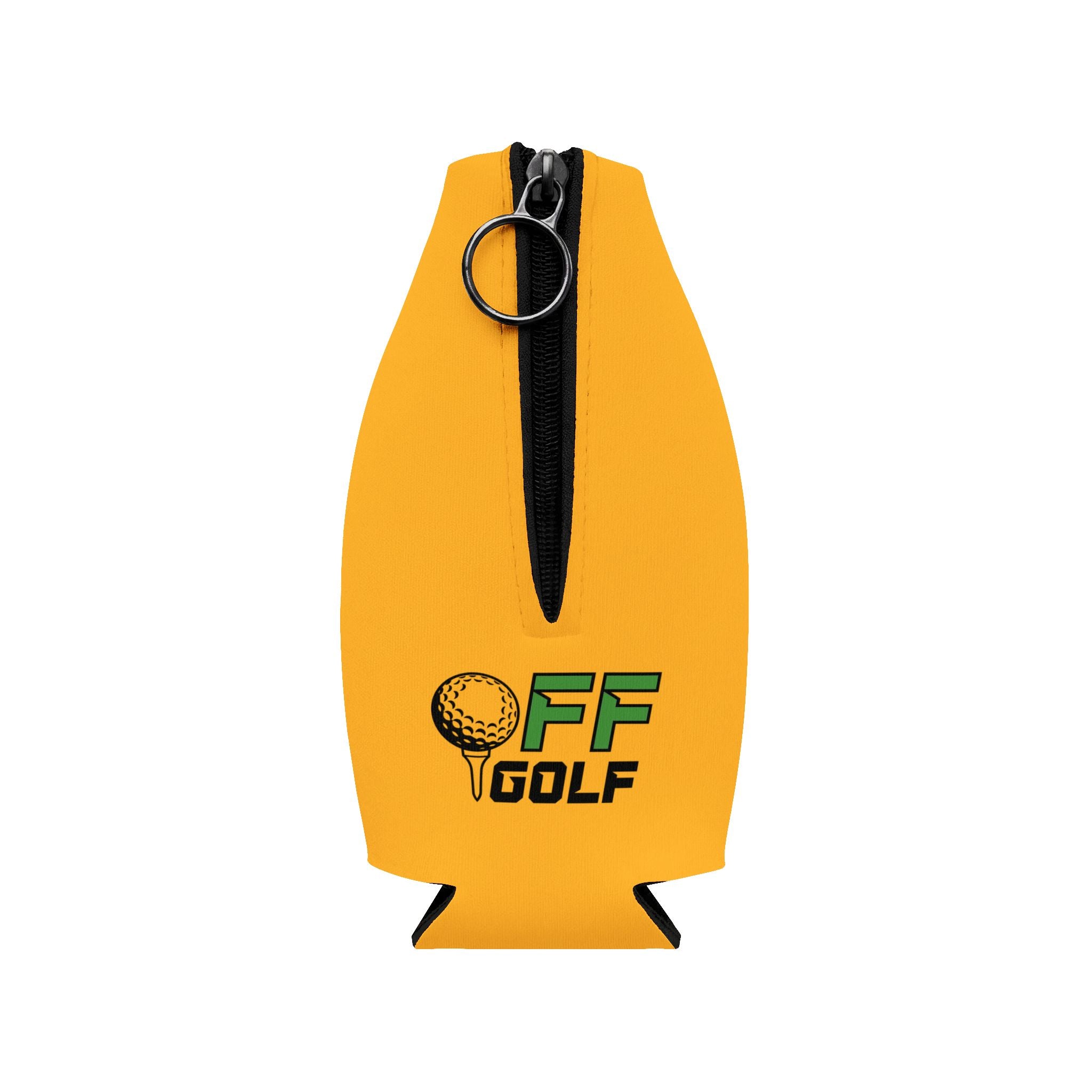 Zip-Up Bottle Cooler Sleeve — "Take the Fun Seriously" Golf Beverage Cooler - Gold