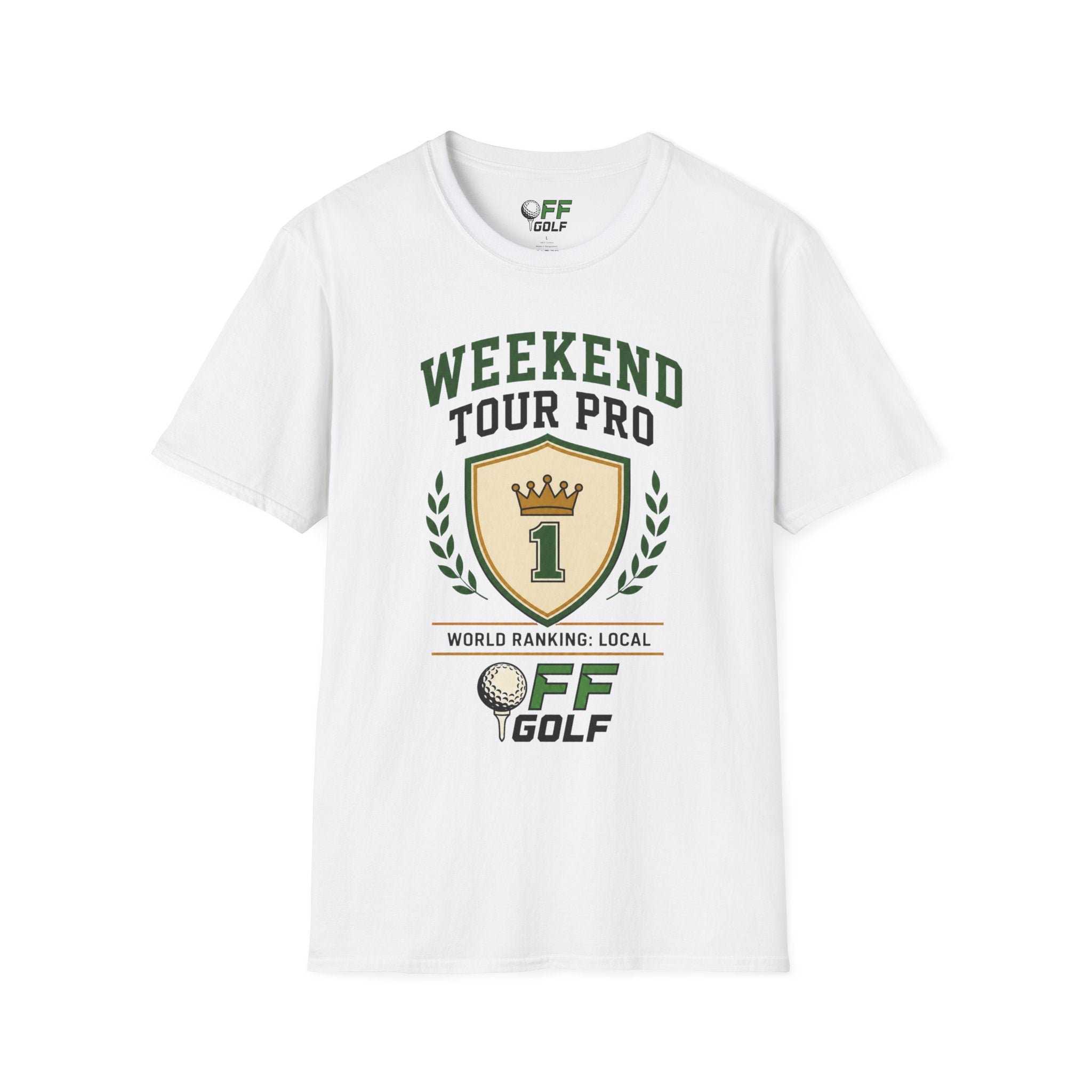 Weekend Tour Pro Golf T-Shirt — "Weekend Tour Pro" Crest Tee for Casual Golfers (16 colors)