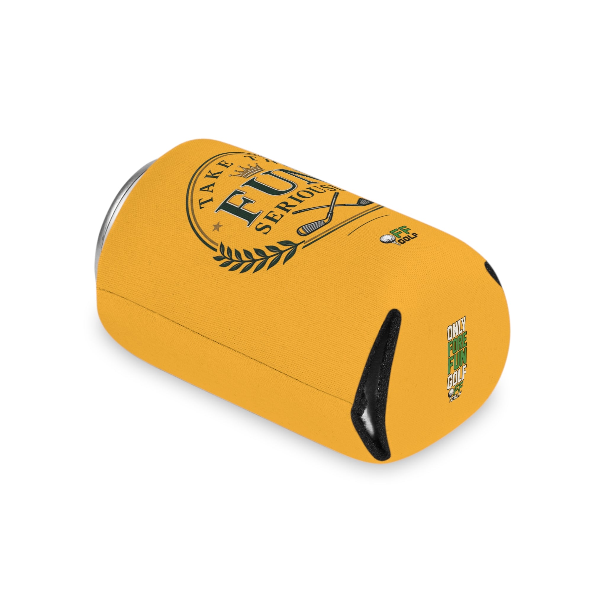 Can Cooler — 'Take the Fun Seriously' Beverage Cooler with QR Code Design - Gold