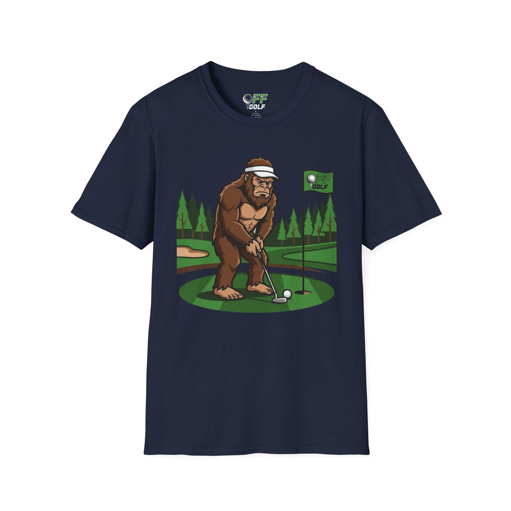 Bigfoot Golfer T-Shirt — Funny Sasquatch Putting Design Tee (16 colors)