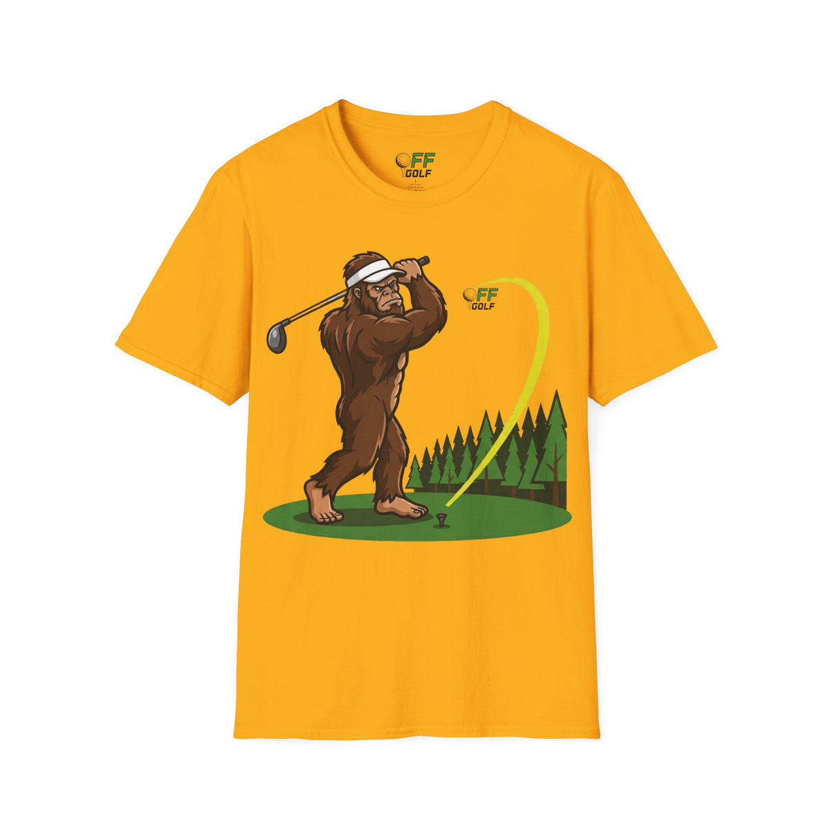 Sasquatch Golf Graphic T-Shirt — Bigfoot Golfer Funny Tee (16 colors)