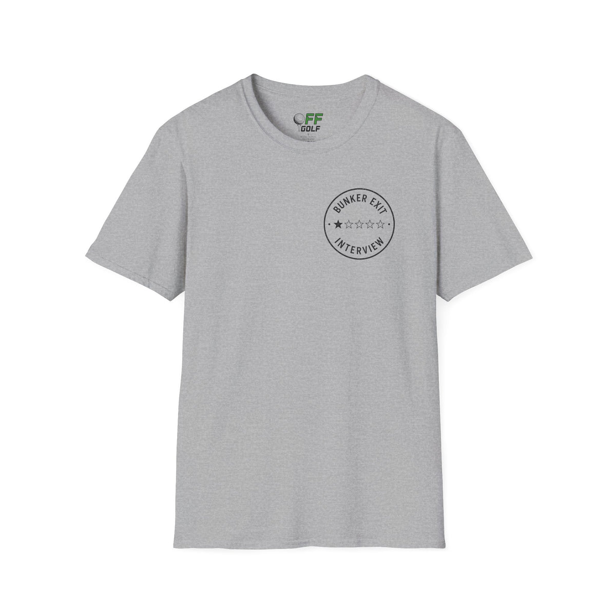 Bunker Exit Interview T-Shirt — Minimal Badge Graphic Tee (16 Colors)