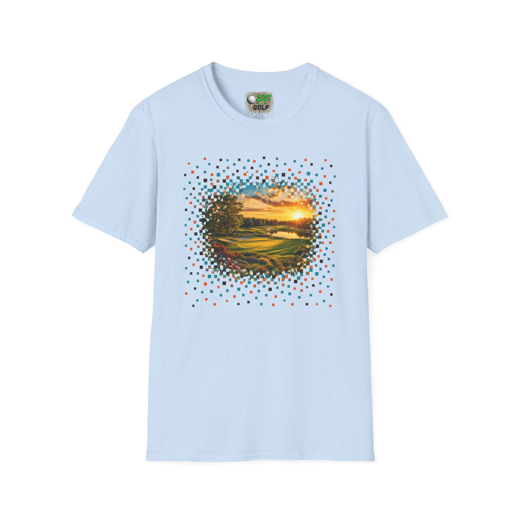 Sunset Golf Course T-Shirt — Scenic Fairway Sunset Graphic Tee (15 Colors)