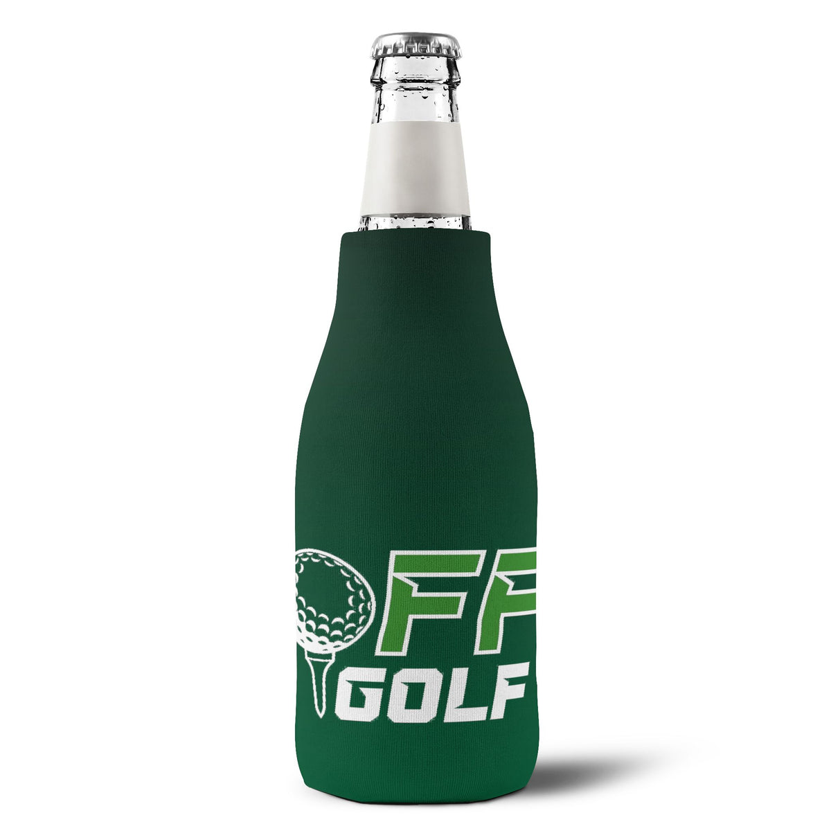 Golf Zip-Up Bottle Cooler Sleeve – "Off Golf" Neoprene Can Cooler with Zipper