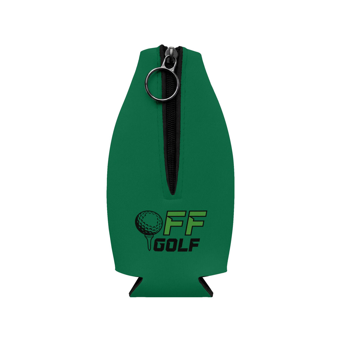 Zip-Up Bottle Cooler Sleeve — "Take the Fun Seriously" Golf Beverage Cooler - Green