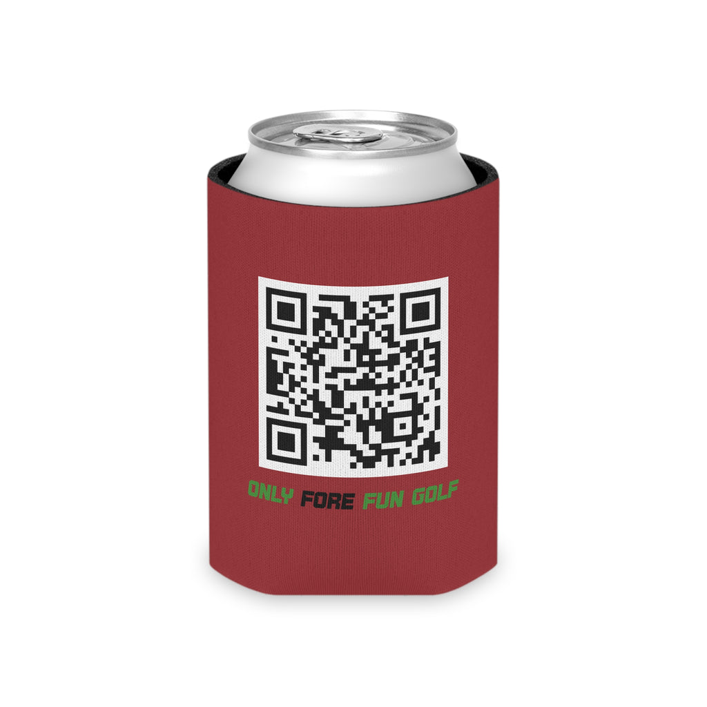 Can Cooler — "Only Fore Fun Golf" QR Code Beverage Cooler - Red