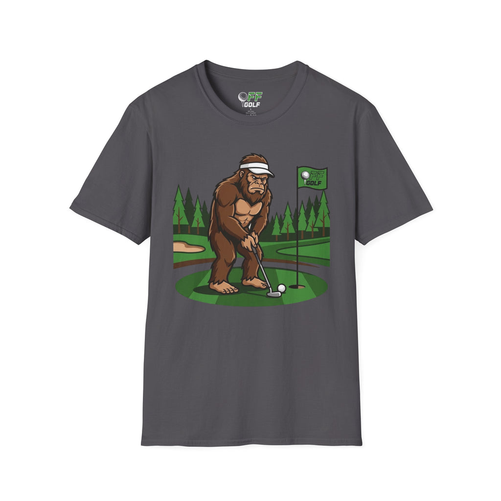 Bigfoot Golfer T-Shirt — Funny Sasquatch Putting Design Tee (16 colors)