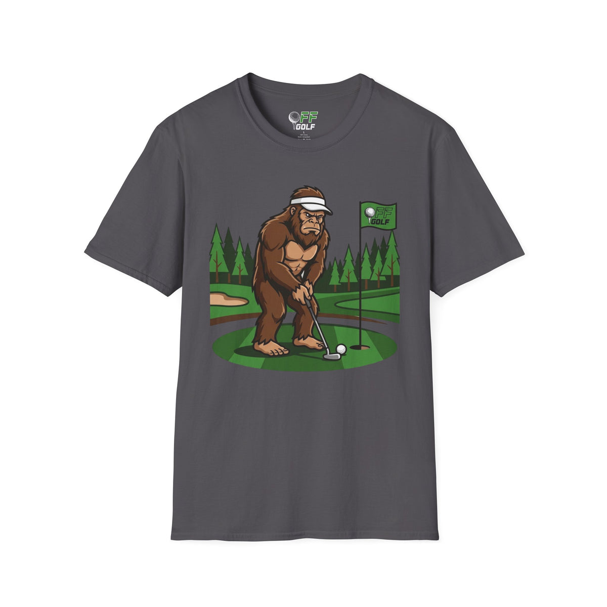 Bigfoot Golfer T-Shirt — Funny Sasquatch Putting Design Tee (16 colors)