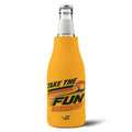 Zip-Up Bottle Cooler Sleeve — "Take the Fun Seriously" Golf Beverage Cooler - Gold