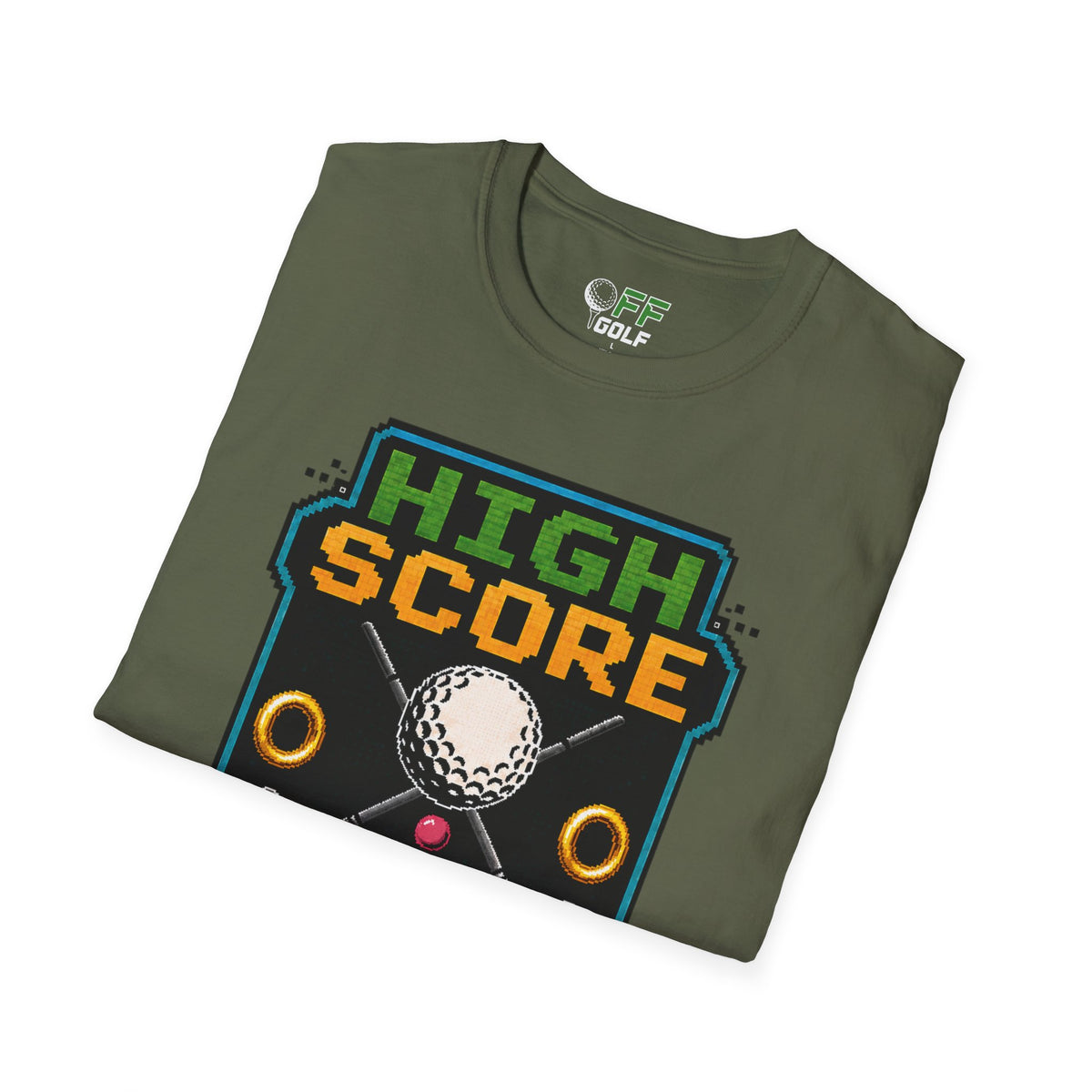 Golf T-Shirt — "High Score" Retro Arcade Pinball Golfing Tee (16 colors)