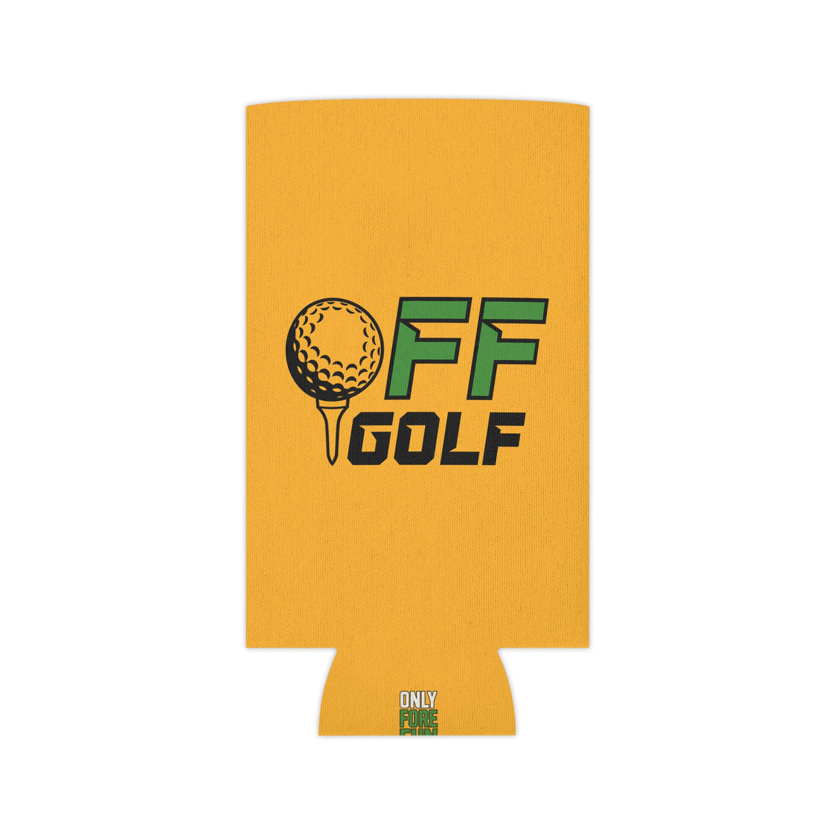 Off Golf Regular or Slim Can Cooler — "Only Fore Fun Golf" Beverage Cooler - Collegiate Gold