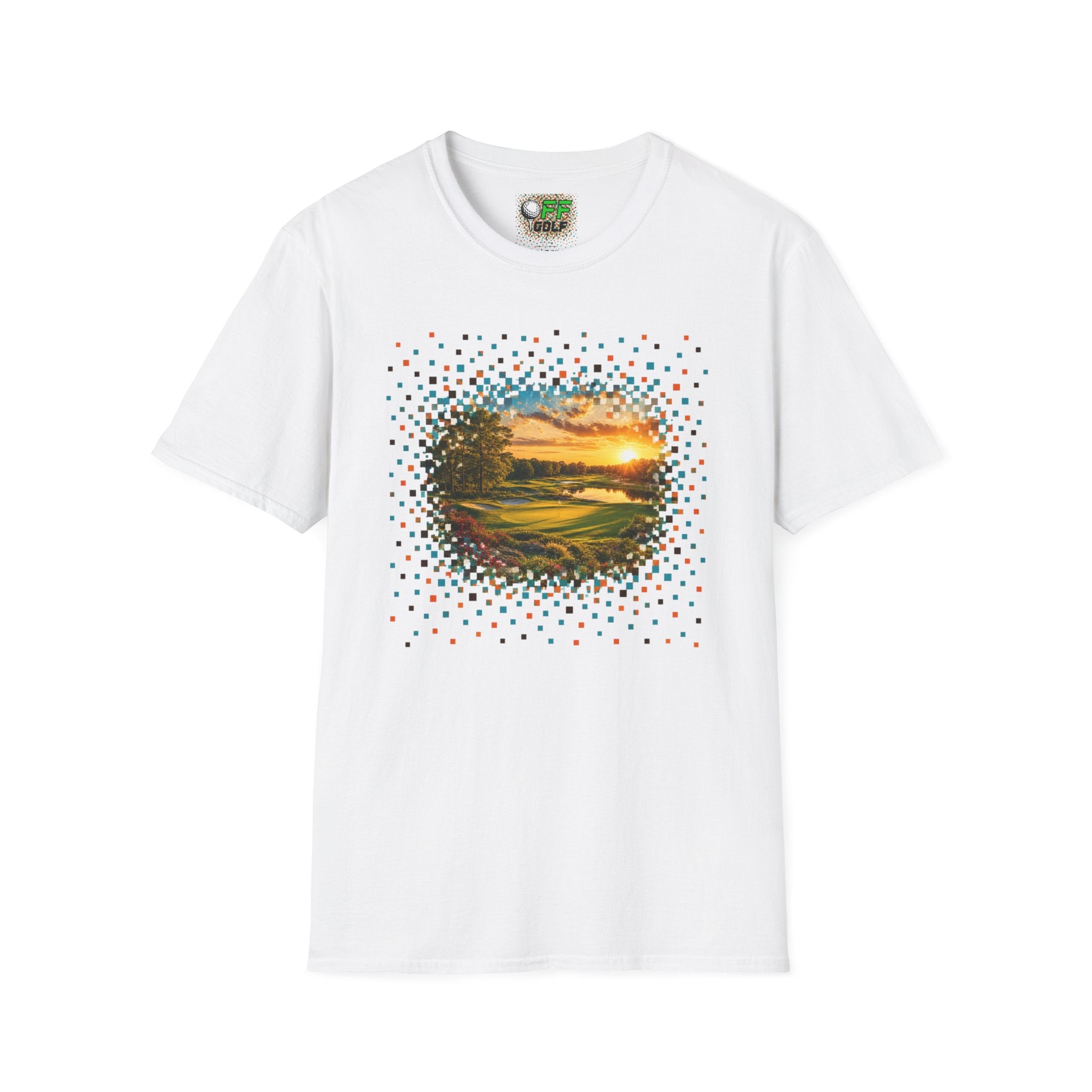 Sunset Golf Course T-Shirt — Scenic Fairway Sunset Graphic Tee (15 Colors)