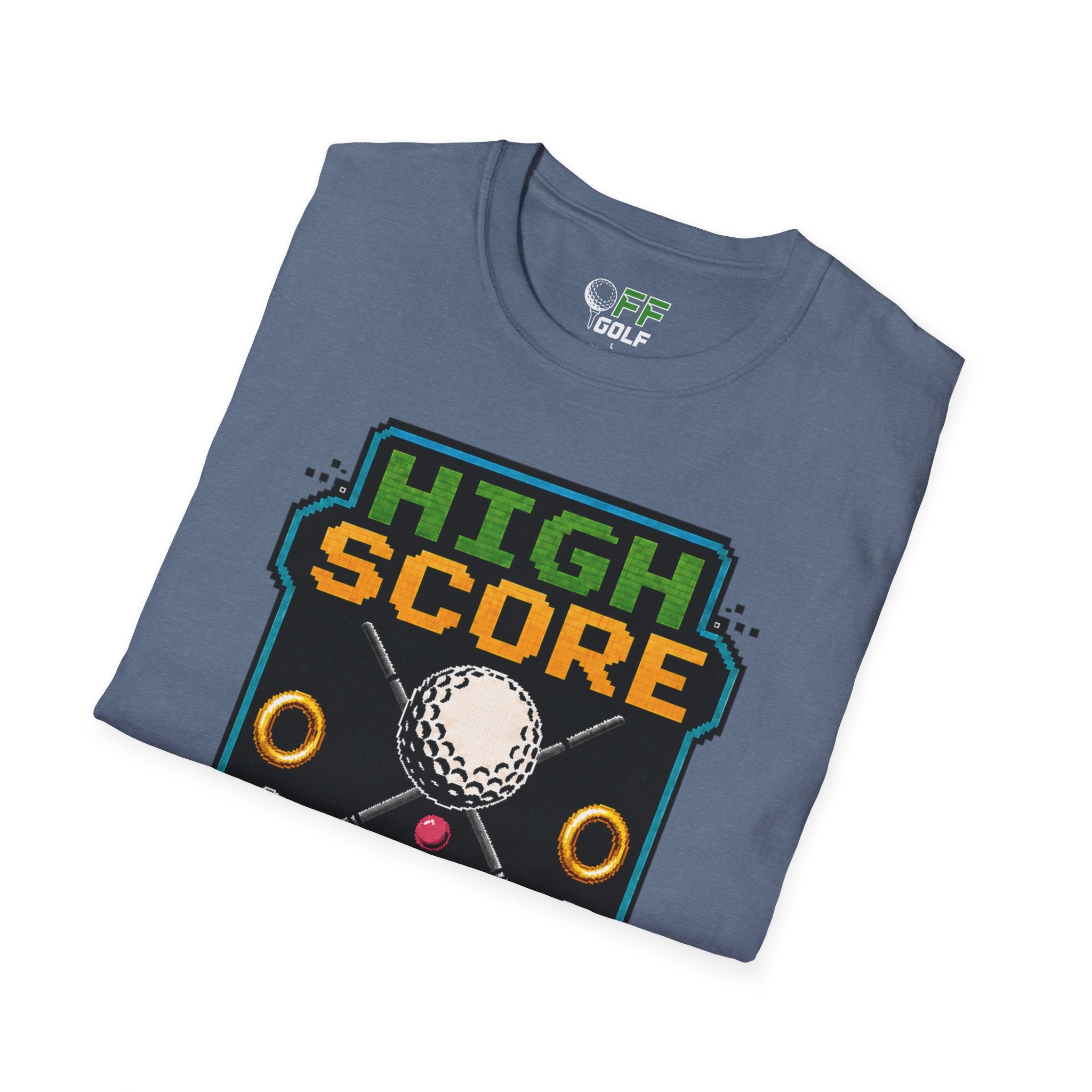 Golf T-Shirt — "High Score" Retro Arcade Pinball Golfing Tee (16 colors)
