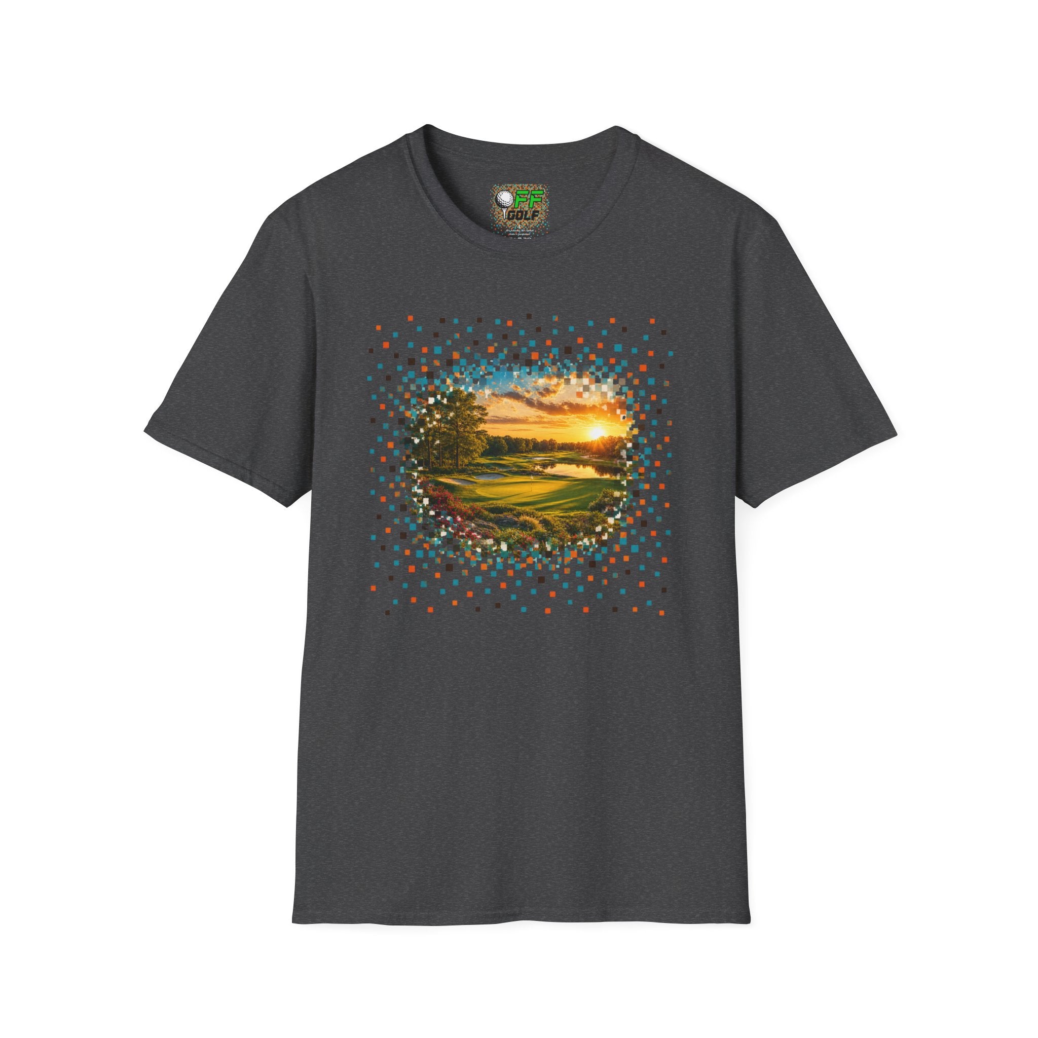 Sunset Golf Course T-Shirt — Scenic Fairway Sunset Graphic Tee (15 Colors)