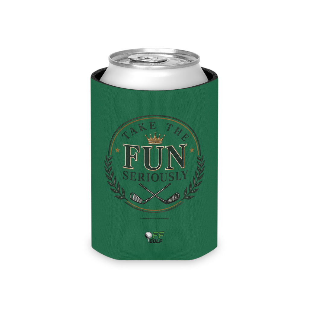 Can Cooler — 'Take the Fun Seriously' Beverage Cooler with QR Code Design - Green