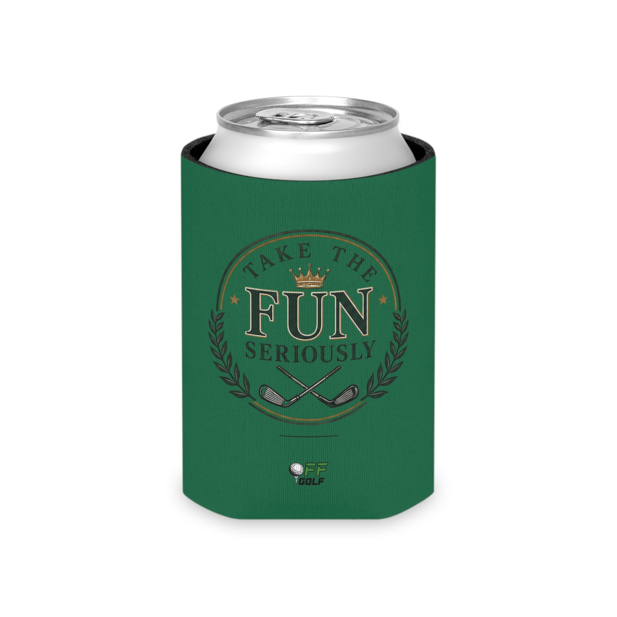 Can Cooler — 'Take the Fun Seriously' Beverage Cooler with QR Code Design - Green