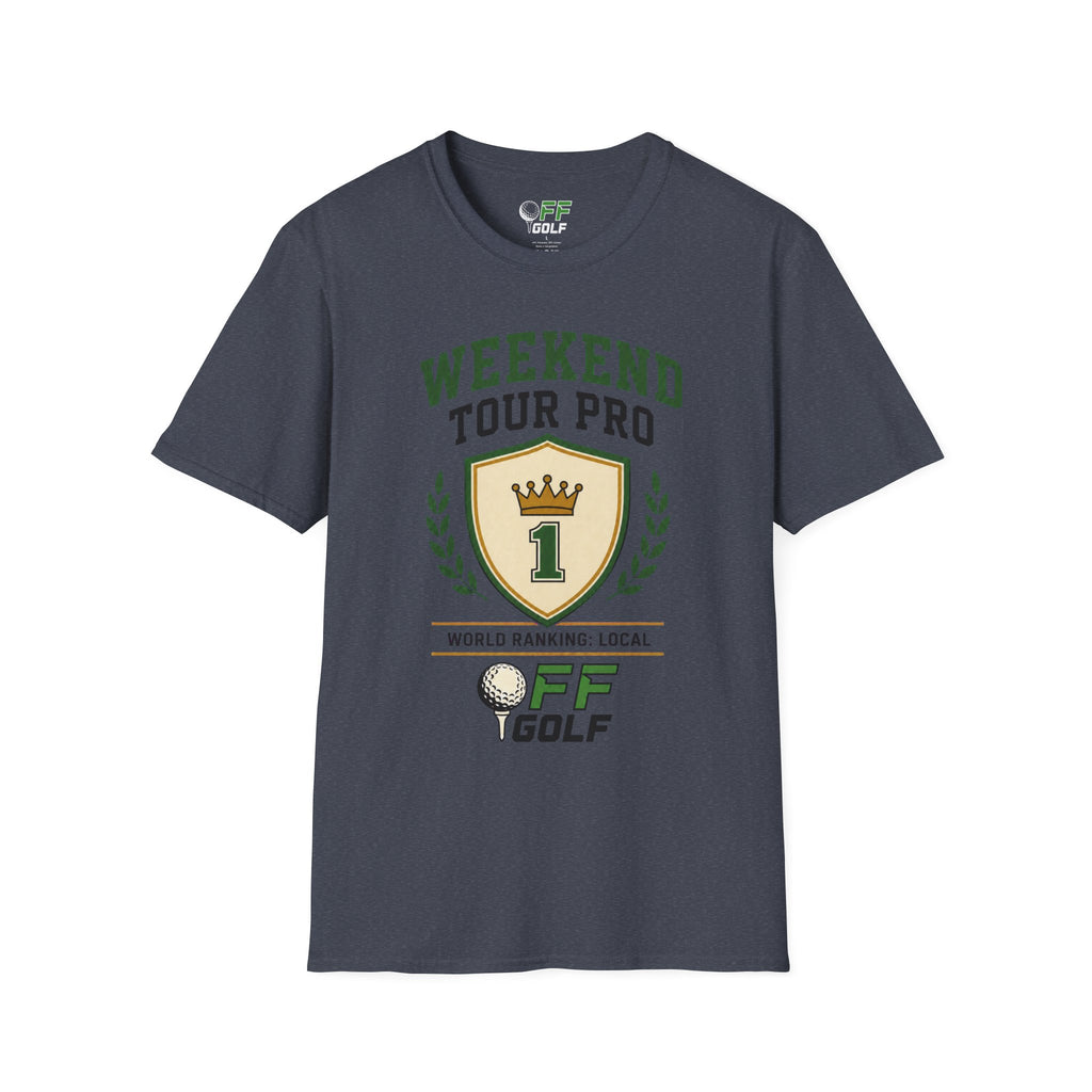 Weekend Tour Pro Golf T-Shirt — "Weekend Tour Pro" Crest Tee for Casual Golfers (16 colors)