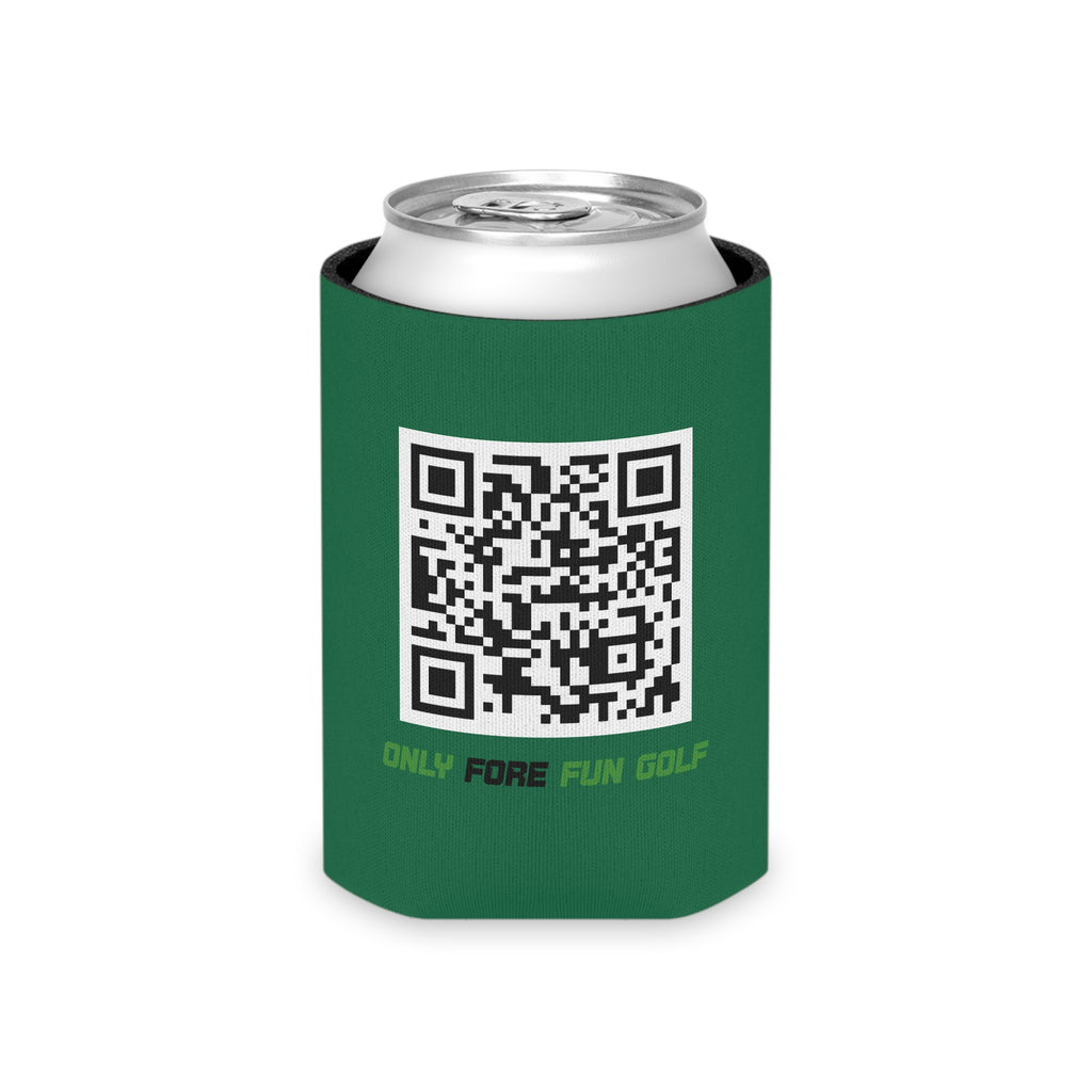 Can Cooler — "Only Fore Fun Golf" QR Code Beverage Cooler - Green
