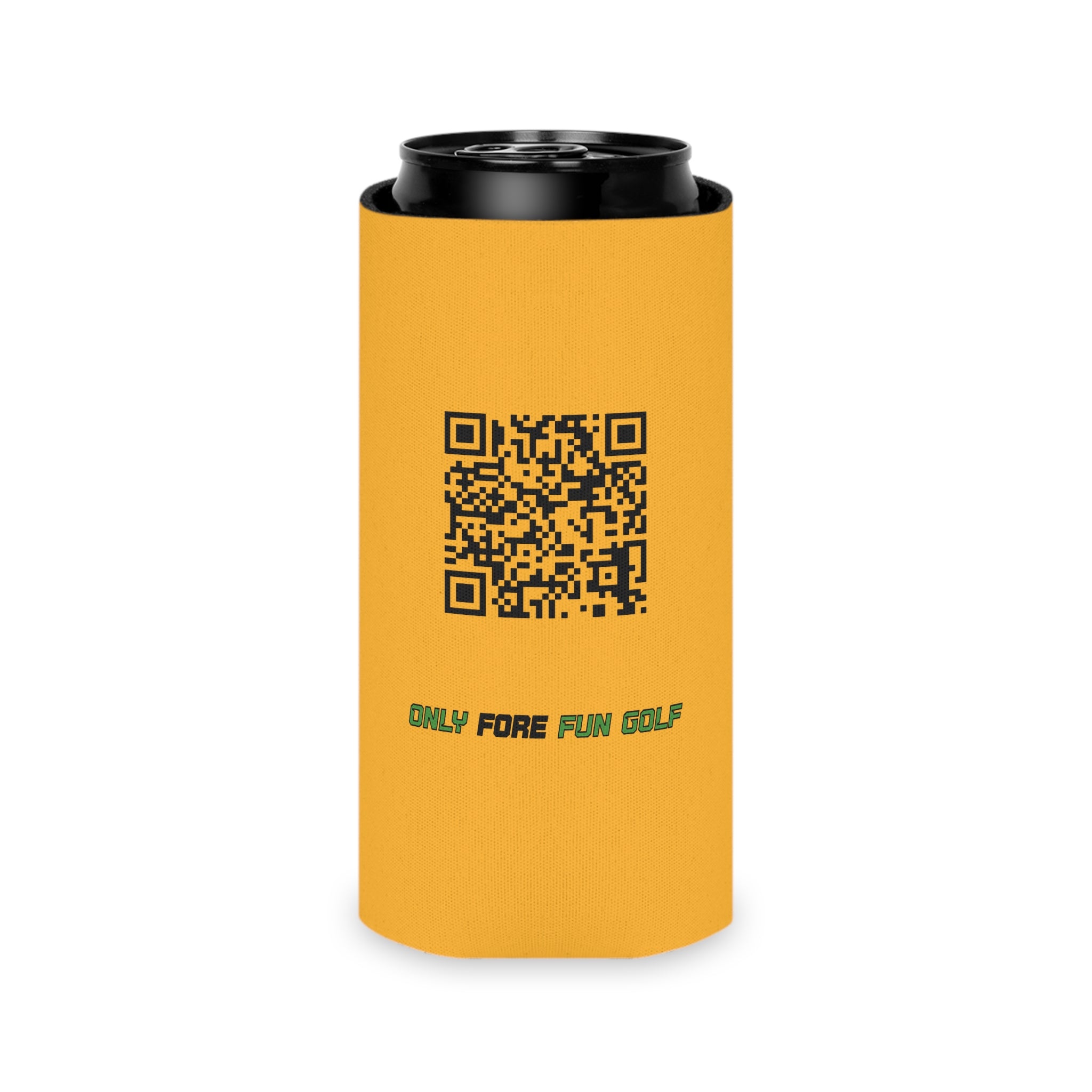 Can Cooler — 'Take the Fun Seriously' Beverage Cooler with QR Code Design - Gold