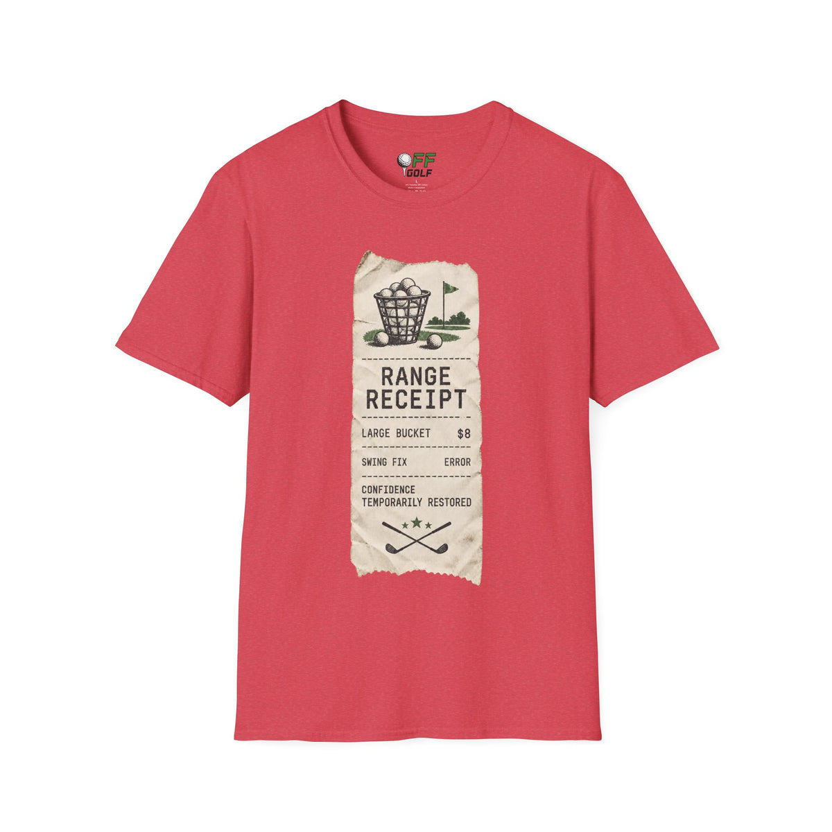 Golf Range Receipt T‑Shirt — Vintage Driving Range Graphic Tee (16 Colors)