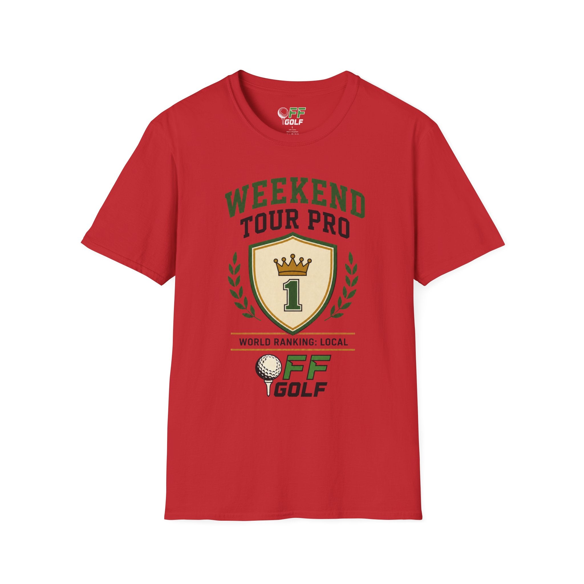Weekend Tour Pro Golf T-Shirt — "Weekend Tour Pro" Crest Tee for Casual Golfers (16 colors)