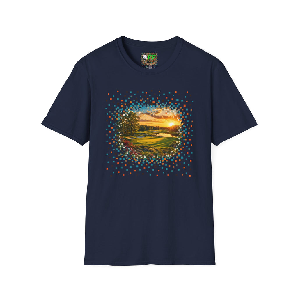 Green t-shirt with a graphic of a woodpecker on a stump and 'Morning Wood' text on a white background