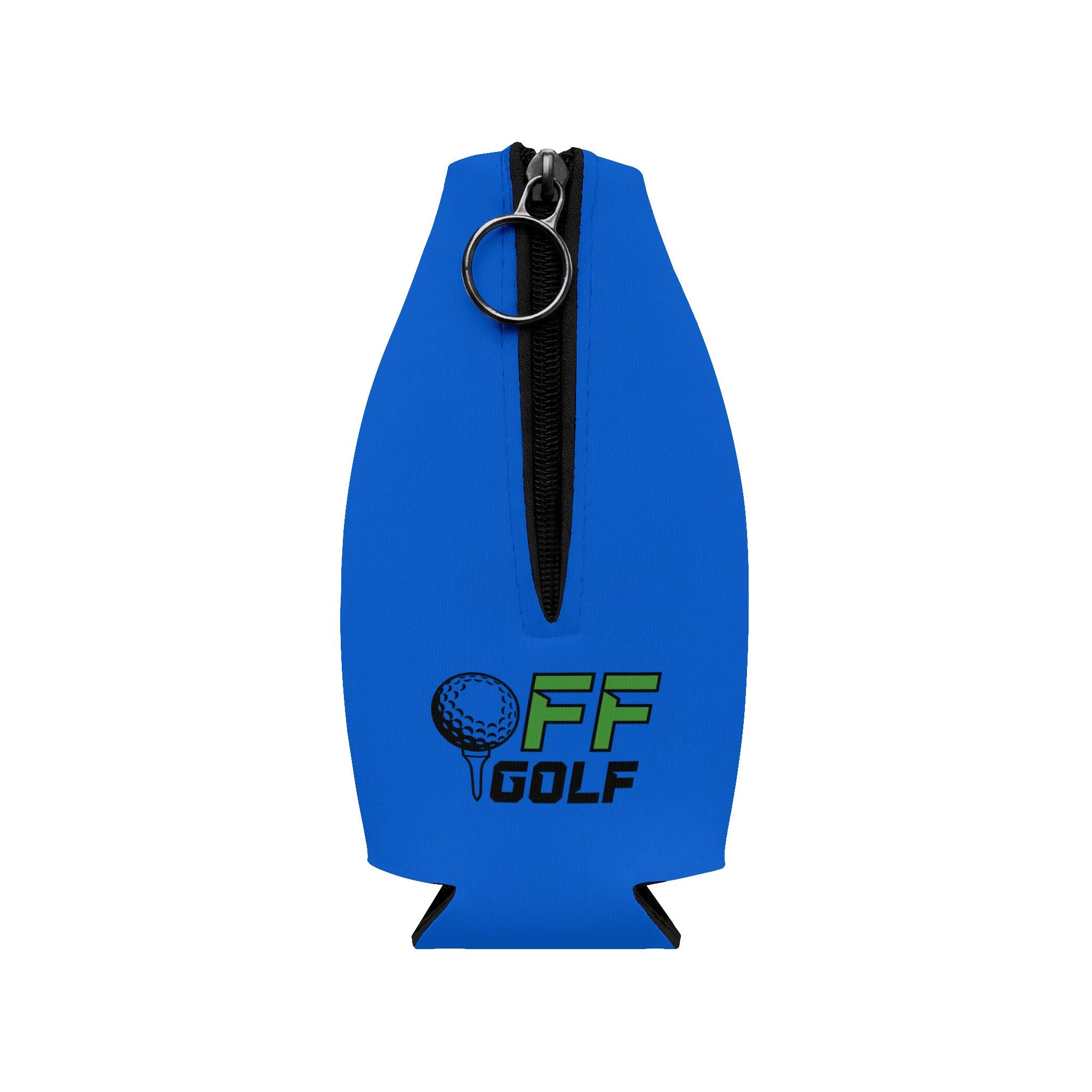 Zip-Up Bottle Cooler Sleeve — "Take the Fun Seriously" Golf Beverage Cooler - Blue