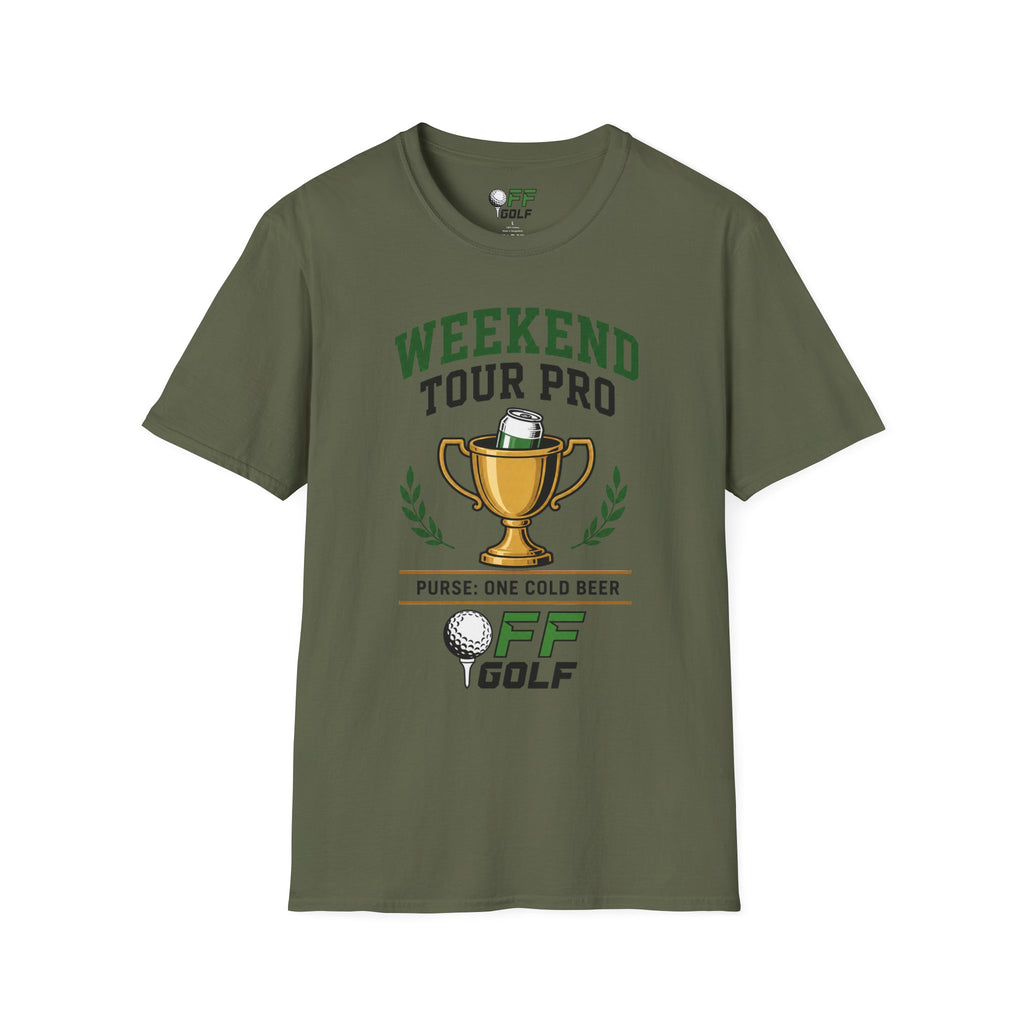 Weekend Tour Pro T-Shirt — Golf Trophy & Beer Graphic (16 Colors)