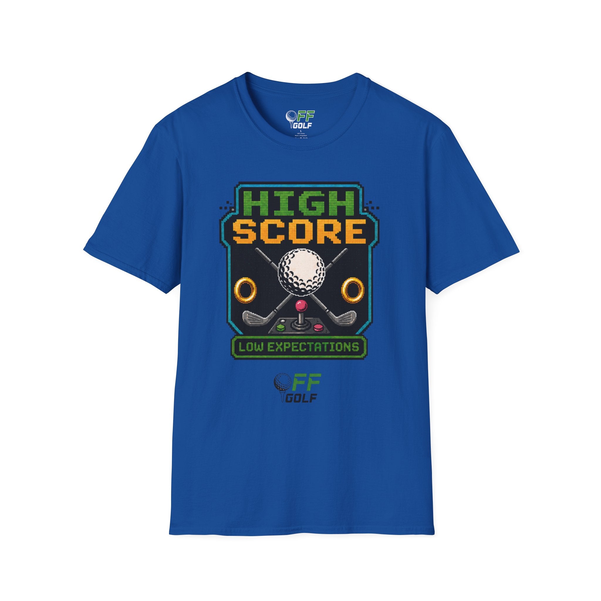 Golf T-Shirt — "High Score" Retro Arcade Pinball Golfing Tee (16 colors)