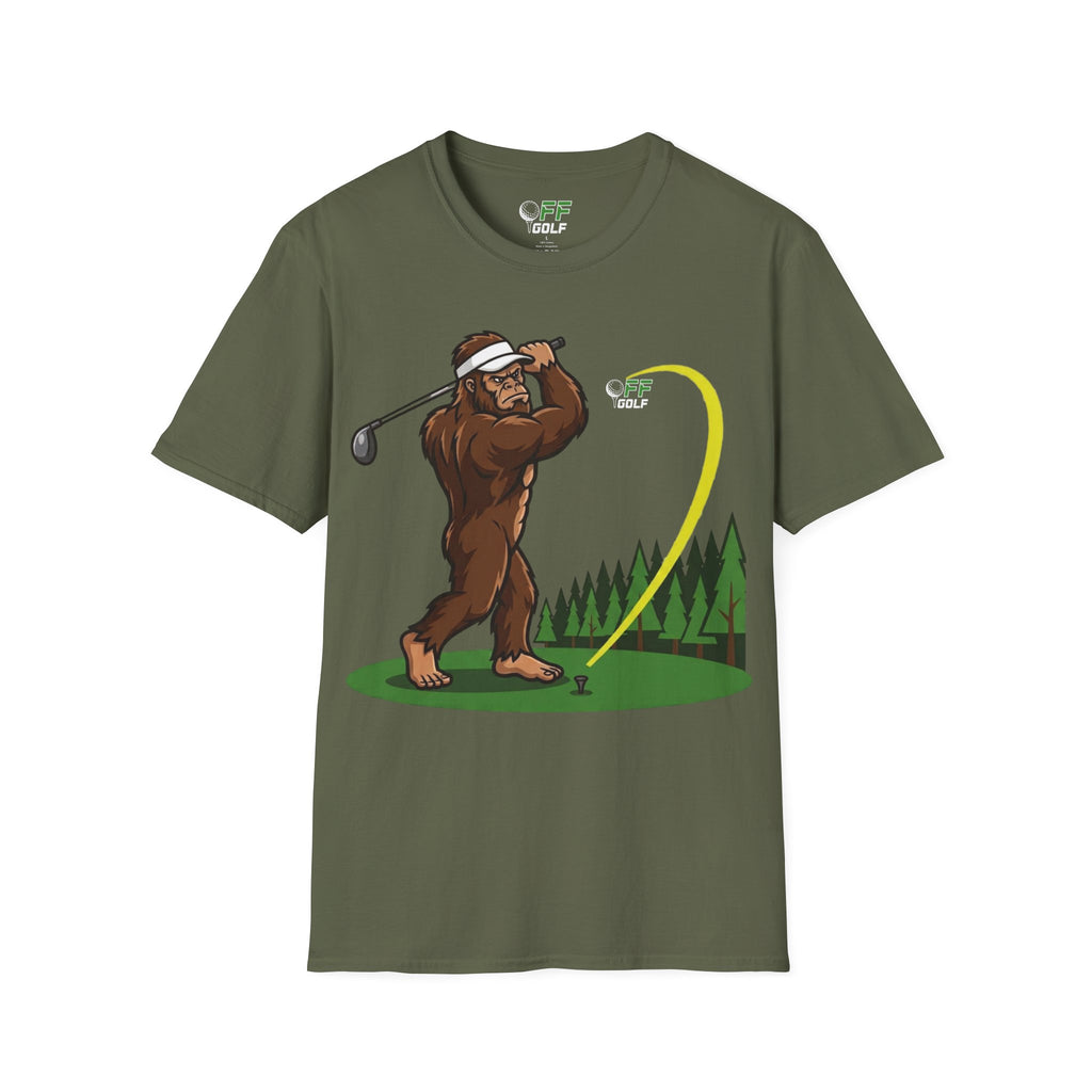 Sasquatch Golf Graphic T-Shirt — Bigfoot Golfer Funny Tee (16 colors)