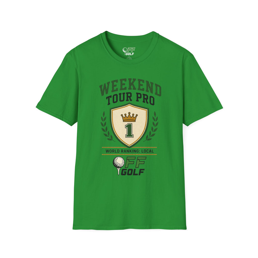 Weekend Tour Pro Golf T-Shirt — "Weekend Tour Pro" Crest Tee for Casual Golfers (16 colors)