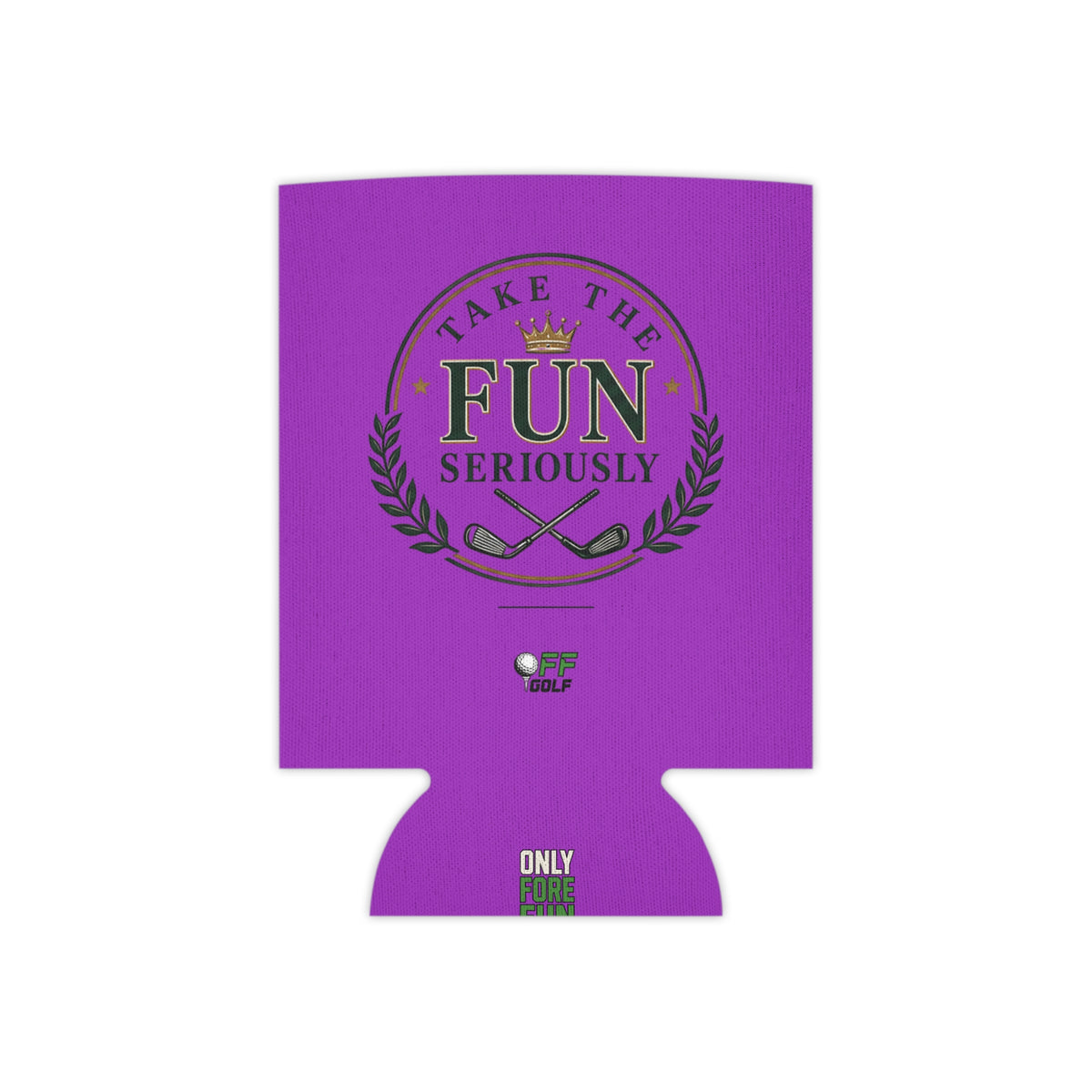 Regular and Slim Can Cooler — 'Take the Fun Seriously' Beverage Cooler with QR Code Design - Purple