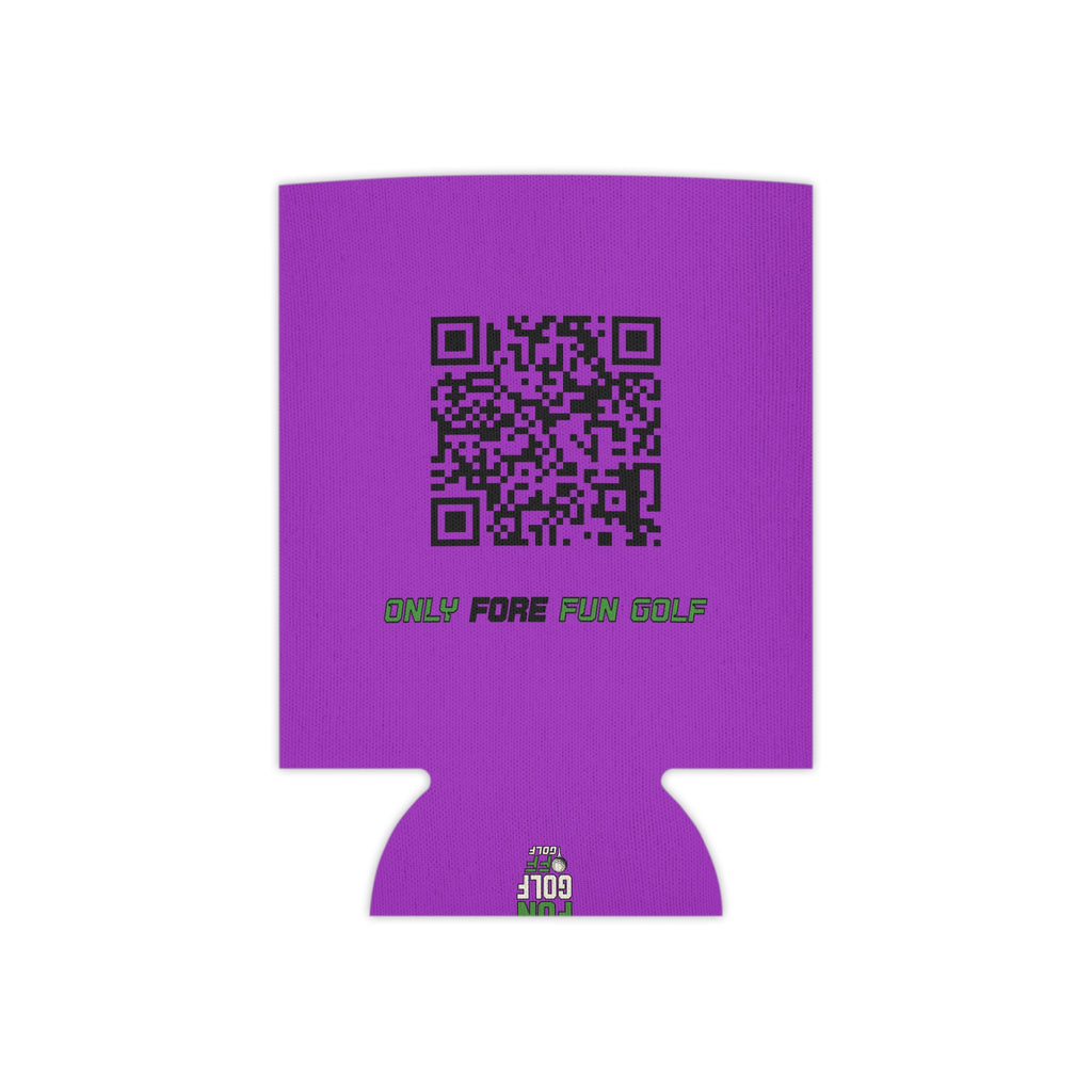 Regular and Slim Can Cooler — 'Take the Fun Seriously' Beverage Cooler with QR Code Design - Purple